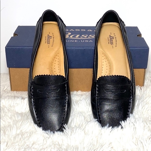G.H. Bass & Co. Shoes - Bass Saffiano Blk Leather Loafers, Sze 7, Like New
